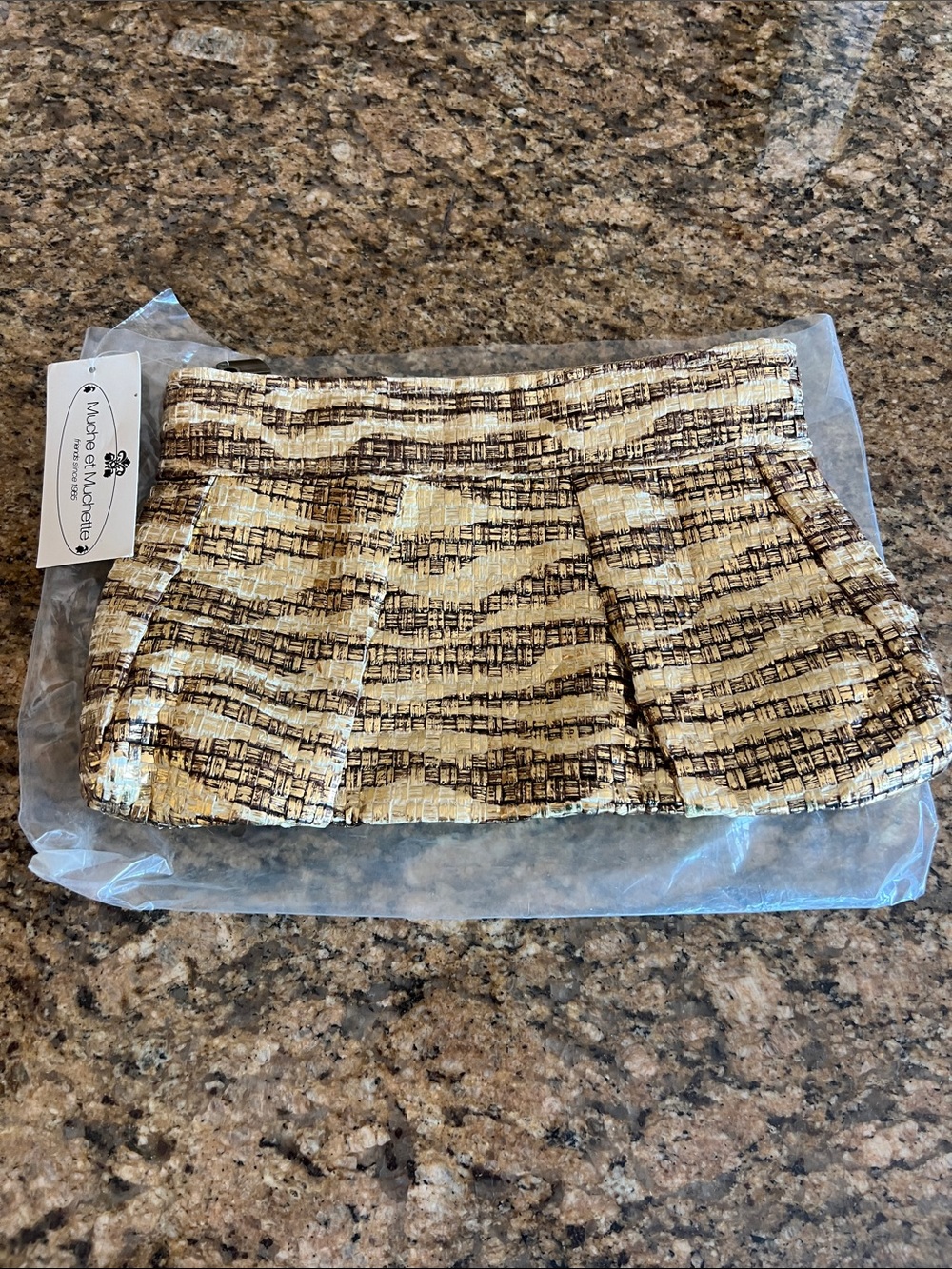 NWT Metallic Gold Textured Pleated Clutch
